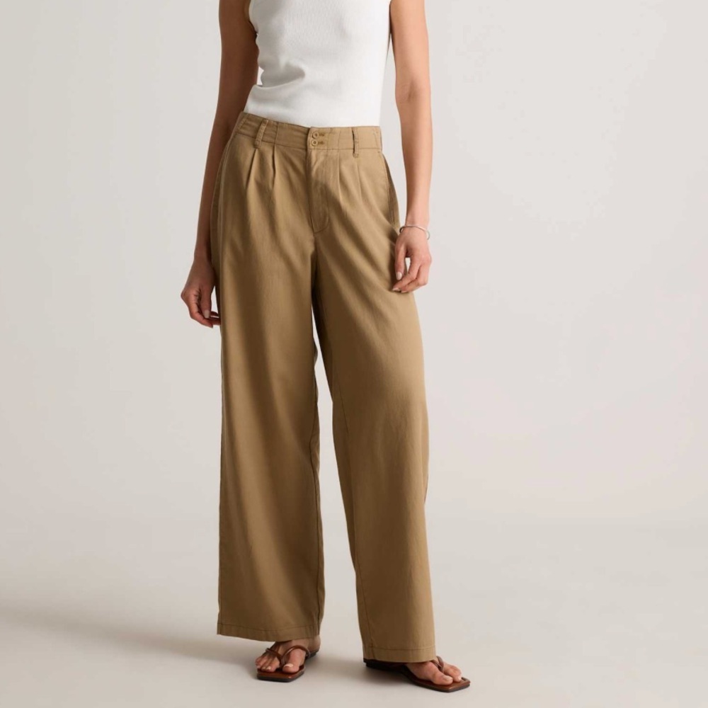 QUINCE NWT Drapey twill pleated trousers in baywood -12